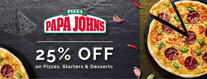 Papa John's Online Coupons &amp; Deals: Flat 25% Off On Pizzas, Starters ...