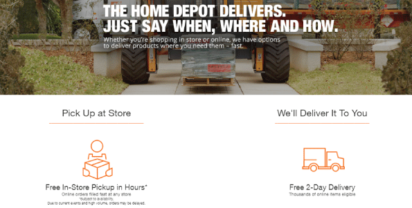 home depot free delivery 