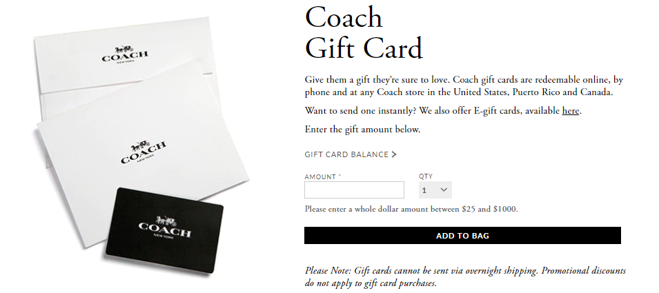 coach gift card